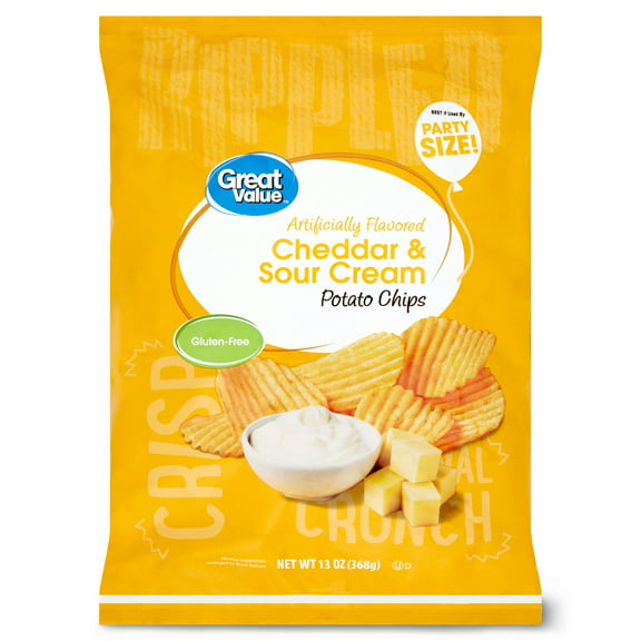 Great Value Cheddar & Sour Cream Potato Chips Party Size!, 13 oz