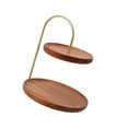 thumbnail image 2 of yotijay Wood Cake Serving Tray Wood 2 Layer Thanksgiving Dessert Plate Wooden Cake Ebony Wood, 2 of 9