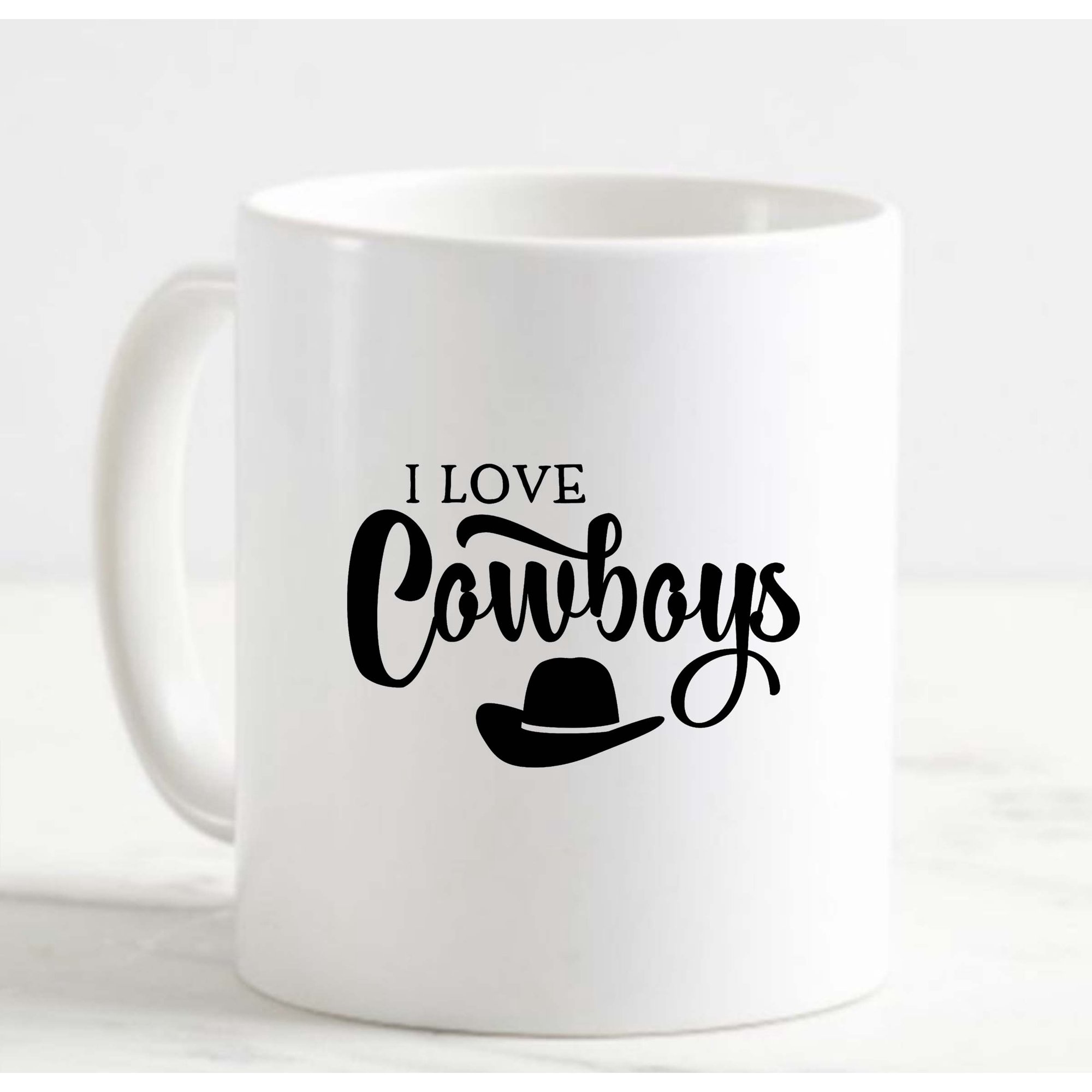 Coffee Mug I Love Cowboys Cowboy Hat Country Southern South White