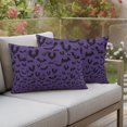 thumbnail image 4 of Purple Halloween Outdoor Pillow Covers 20"x12" Set of 2,Waterproof Throw Pillow Covers for Patio Furniture,Spooky Horror Scary Black Bats Animals Decorative Cushion Pillowcases for Garden Couch Sofa, 4 of 9