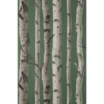 Fine Decor Chester Dark Green Birch Trees Wallpaper, 20.5-in by 33-ft