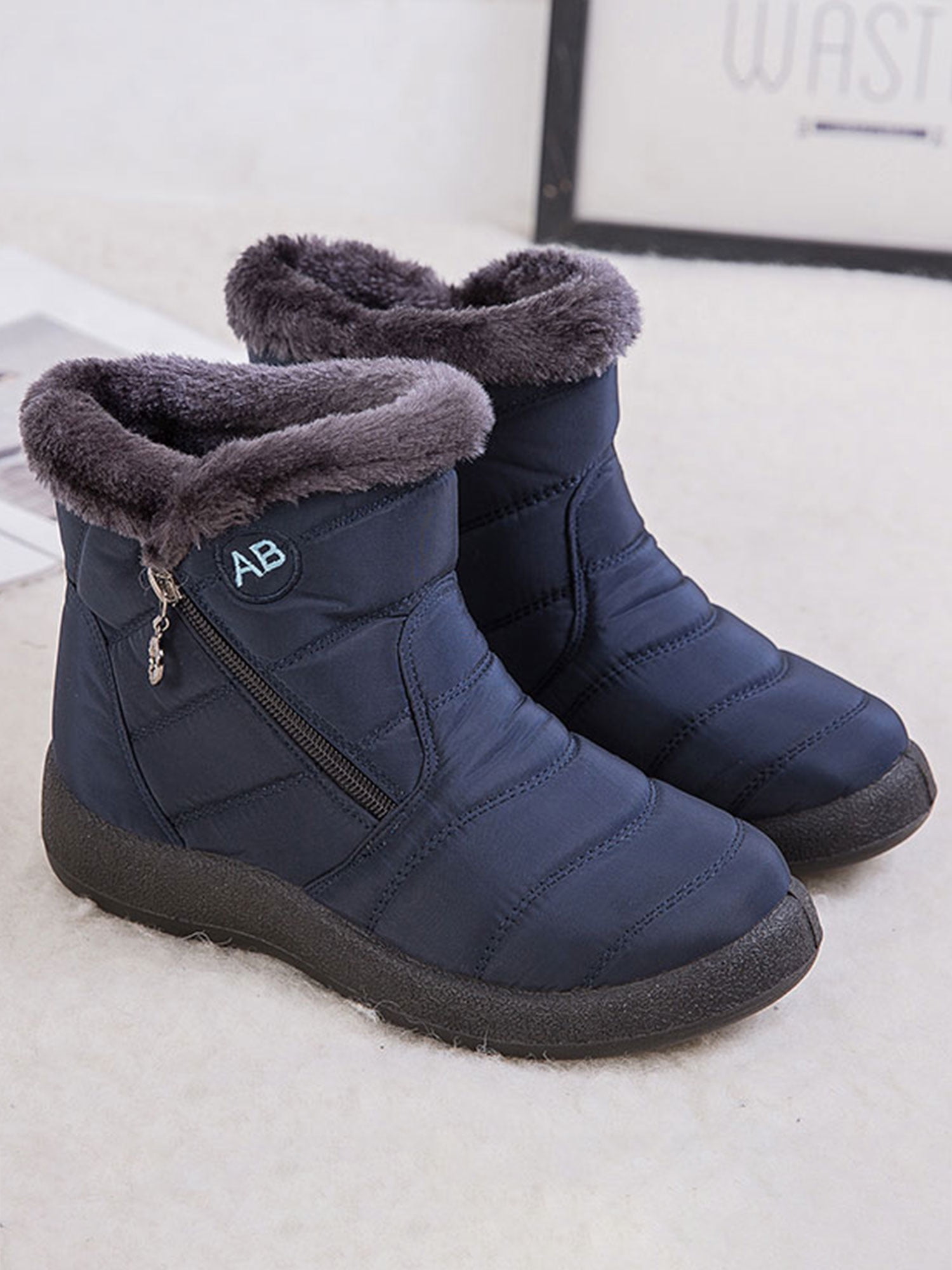 Details about Womens Casual Metal Buckle Side Zipper Ankle Boots Plush Lining Winter Booties Details about Womens Casual Metal Buckle Side Zipper Ankle Boots Plush Lining Winter Booties