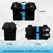 12V 100Ah Lithium Battery with Group 24 Smart Battery Box for RV, Boats, Camping