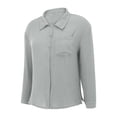 thumbnail image 7 of Women Crinkle Gauze Cotton Blend Oversized Button Down Shirt with Chest Pocket, Lightweight Summer Casual Top,Gray,2XL, 7 of 7