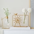 thumbnail image 5 of Jarrón de vidrio hidropónico con diseño de rueda de la fortuna | Adorno de planta de hierro moderno para la decoración de la oficina de la sala de estar | Portaplantas verde Easy Care | Oro |, 5 of 5