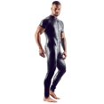 thumbnail image 3 of Mono ajustado de charol sexy para hombre, estilo europeo y americano, con doble cremallera en la cabeza, entrepierna abierta, para discoteca, traje de manga corta de talla grande, 3 of 4