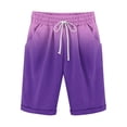 thumbnail image 5 of Sakmal Mens Shorts Knee Length Cotton Linen Bermuda Elastic Waist 9 Inch Solid Summer Purple Shorts for Men 3XL, 5 of 5
