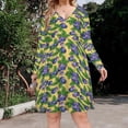 thumbnail image 2 of Blueberries Pattern Long Sleeve Dresses For Women Vintage Elegant Party Dress Oversized V-neck Dress S-8XL, 2 of 7