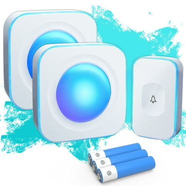 Wireless Doorbell for Home 1200ft Battery Operated with Flashing Light 2 Receivers White Jsieem