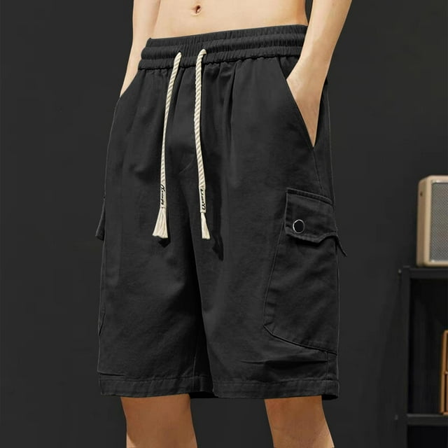 pstuiky Pantalones cortos casuales para hombre, Pantalones cortos de trabajo rectos y holgados con múltiples bolsillos de moda de verano para hombre Pantalones cortos deportivos para hombre
