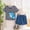 Light Blue a, variant on Spazoro Little & Big Girls Cute Outfit Sets, Cotton Color Block Patching Summer 2-Pieces Short Sleeve Shirt and Shorts Sets Army Green Size 4 T
