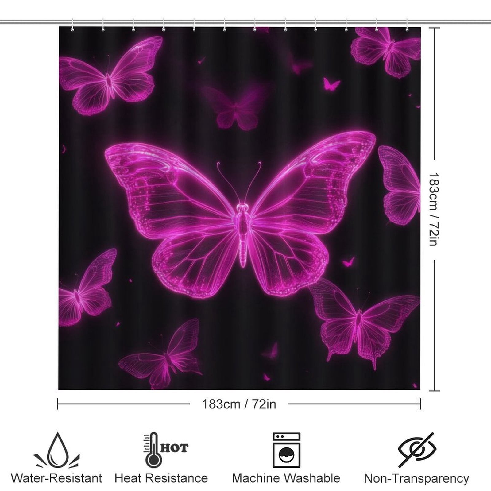 Dreamy Purple Butterfly Pattern (58)-1 Shower Curtain Waterproof Bathroom Curtain Set with Hooks Home Decor Bathroom Curtains 4pcs