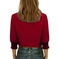 thumbnail image 4 of Kaemgyyd Button Down Shirts for Women Trendy 3/4 Length Sleeve Business Casual Blouses Loose Fit V Neck Summer Tops, 4 of 6