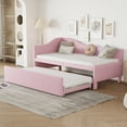 thumbnail image 2 of [Luckynote]Twin Size Upholstered L-Shaped Upholstered Daybed with Pop Up Trundle, Pink, 2 of 10
