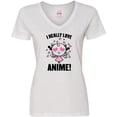 thumbnail image 3 of Inktastic I Really Love Anime with Cute Anime Cat and Hearts Women's V-Neck T-Shirt, 3 of 5