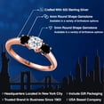 thumbnail image 2 of Gem Stone King 18K Rose Gold Plated Silver White Topaz and Black Diamond Engagement Ring for Women | 1.14 Cttw | Round 5MM | Gemstone November Birthstone | Size 5, 2 of 6