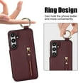 thumbnail image 4 of Dteck for Samsung Galaxy S21 FE Case Wallet with Card Holder, PU Leather Zipper Pocket Card Slots Front Cover Flip Kickstand Shockproof Phone Case for Galaxy S21 FE 5G,Dark Red, 4 of 6