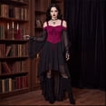 thumbnail image 6 of Womens Gothic Dresses Halloween Witch Costume, Butterfly Sleeve Long Dress Vintage Renaissance Medieval Vampire Butterfly Sleeve Mesh Outfits, 6 of 7