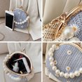 thumbnail image 3 of Shoulder Purse Mini Floral Fake Pearl Top Handle Purse Coin Bag Crossbody Bag, 3 of 10