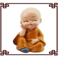 thumbnail image 4 of Desktop Ornament God Of Wealth Couple Small Monk Models Mini Feng Shui Statue Happy Buddha Figurine Cute Car Baby Decorations Resin, 4 of 4