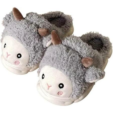 

CoCopeaunt Women Cute Sheep Fluffy Fur Slippers Warm Soft Memory Foam Lovely Animal House Shoes Indoor Outdoor