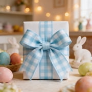 FXMLRLK 1 Roll Wired Edge Ribbons, 5 Yards 2.48 inch Easter Pastel Color Gift Wrapping Ribbon for Easter DIY Crafts Bow Wreath Spring Party Decorations(Style-1:Pink)