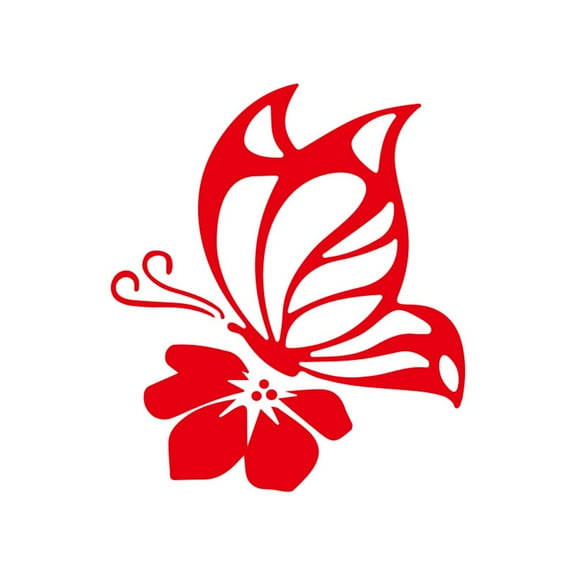 HUONA Butterfly Flower Car Decoration Stickers Waterproof Wear-Resistant PVC Reflective Car Stickers Electric Car Notebook Helmet Window Decoration Decals Red