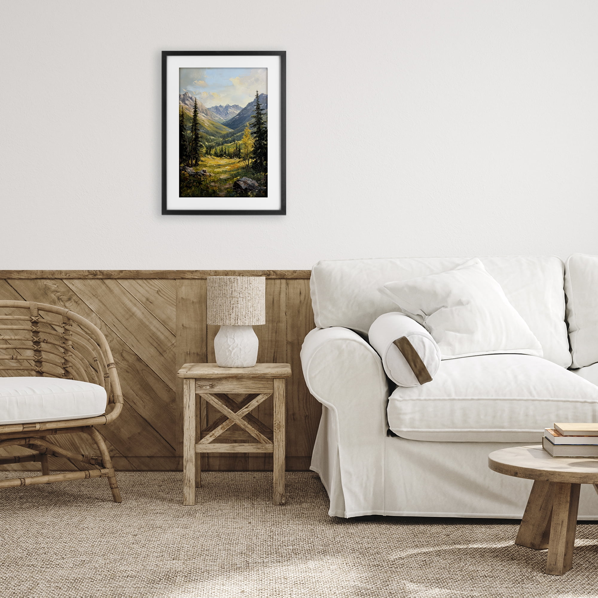 Stupell Industries Mountain Refuge in Golden Valley Black Framed Print Under Glass, design by Petal Prints Design