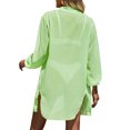 thumbnail image 4 of VISgogo Bikini de verano para mujer, vestido camisero largo suelto con cierre de botón de solapa de manga larga de Color sólido transparente VISgogo  moda, 4 of 5