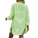 thumbnail image 4 of VISgogo Bikini de verano para mujer, vestido camisero largo suelto con cierre de botón de solapa de manga larga de Color sólido transparente VISgogo  moda, 4 of 5
