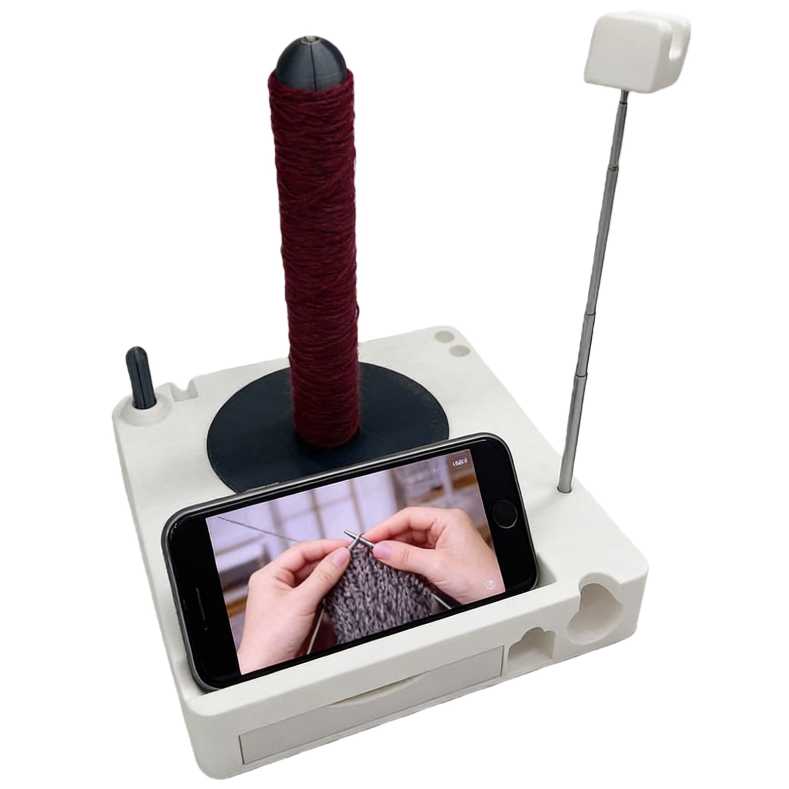 Yarn Winder, Electric Yarn Ball Winder for Crocheting, Crochet Caddy with Phone Stand, Compact Yarn Cake Winder with Strong Tension Stepless Speed, Automatic Yarn Spinner Wool Winder