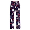 thumbnail image 6 of Halloween Pajamas Pants for Women Ladies Drawstring Pumpkins Ghost Pajama Cute Soft Long Wide Leg Pj Pants Dark Purple 2XL, 6 of 7