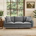 thumbnail image 2 of Fnkosi 3 Seater Sofa with Deep Seat & 3 Cushions, Comfy Upholstered Couch for Living Room, Bedroom, Apartment, Gray, 2 of 7