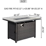 Ovios Outdoor Wicker Propane Fire Pit Table 42-Inch 50,000 BTU Flame ...