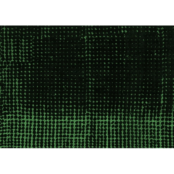 Ahgly Company Indoor Rectangle Abstract Emerald Green Modern Area Rugs, 6' x 9'
