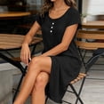 thumbnail image 7 of Bxsruta Women's Casual Short Sleeve Crew Neck Cotton Dress with Pockets Loose Fit Knee Length Loungewear for Daily Wear, 7 of 7