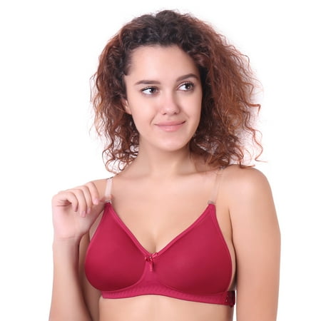 

Women s Backless Light Padded Bra with Transparent Back Strap Comfortable Push Lingerie B C and D Cup Bra Maroon