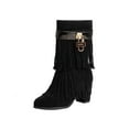 thumbnail image 3 of SKIYLEVZ Knee-High Boots for Women Leather Boots Timeless Boho Chic Casual Style Perfect for Night Out and Parties Block Heel Stretch Figure Flattering Round Toe Side Zip, 3 of 10
