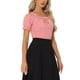 thumbnail image 4 of BLUSA DE CUADROS GINGHAM PARA MUJER CON VOLANTES EN EL CUELLO REDONDO Y MANGA PUFF L ROJO, 4 of 6