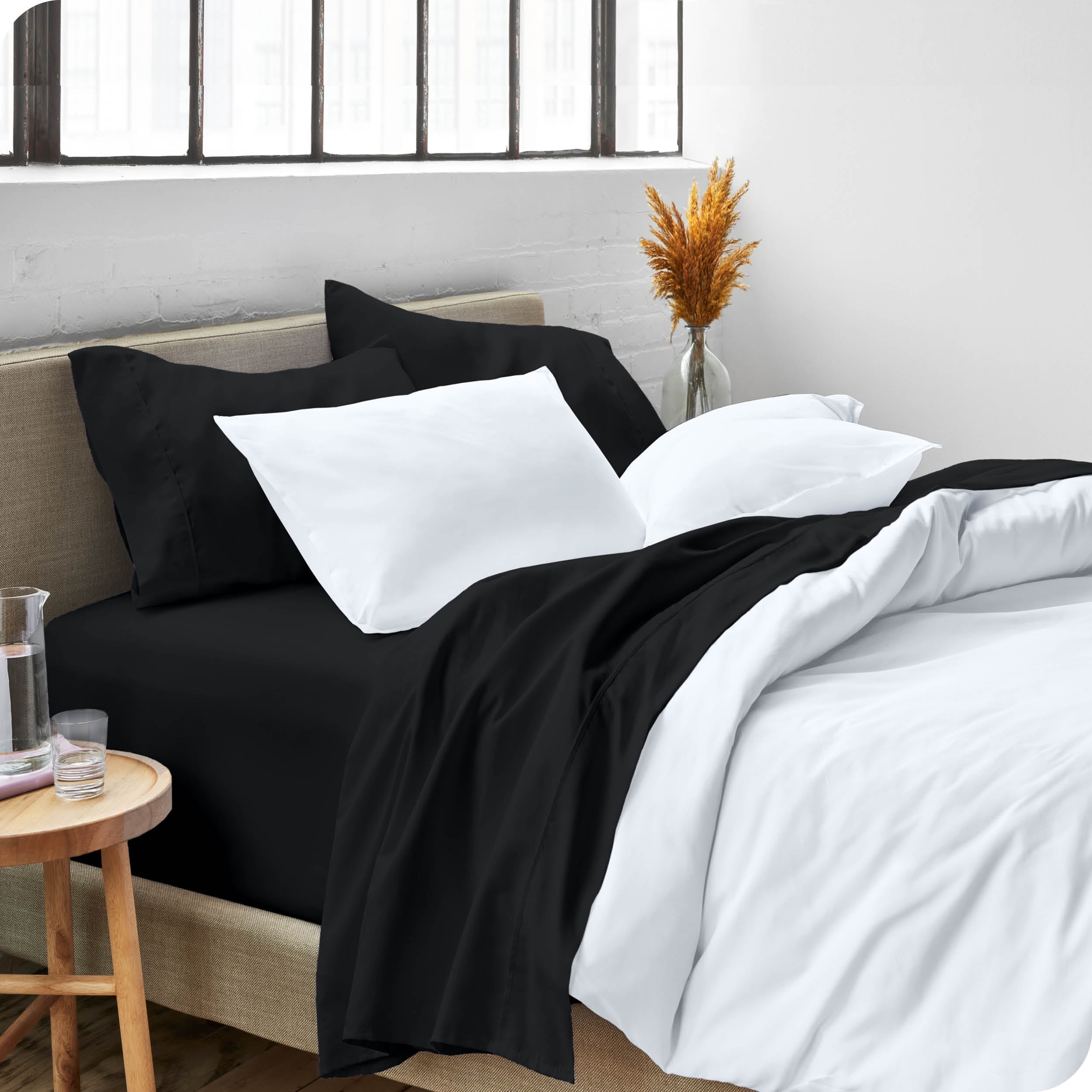 Bare Home Black Microfiber Sheet Set, Wrinkle Resistant, Deep Pocket, Twin XL