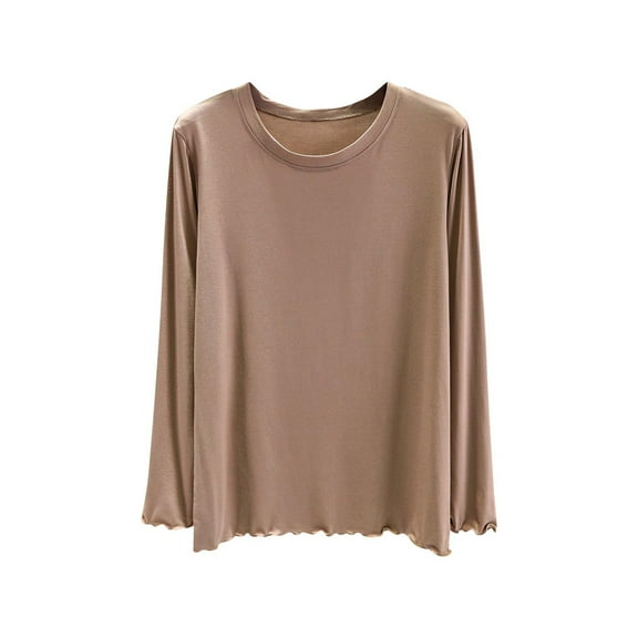 aidice Pajama Tops for Women Long Sleeve Shirt Soft Stretch Crewneck Basic Layer Undershirt Comfy Tees Shirts