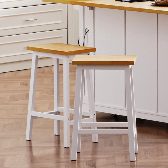 Pine solid wood bar stools for kitchen / Coastal farmhouse style decor