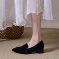 thumbnail image 4 of HomeDM Womens Low Chunky Block Heels Closed Pointy Toe Slip-On Dress Pumps Shoes for Wedding Party Work, Black Size 9, 4 of 9