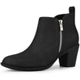 thumbnail image 1 of Botines estilo western con cremallera y tacón bajo para mujer Negro 8.5, 1 of 6