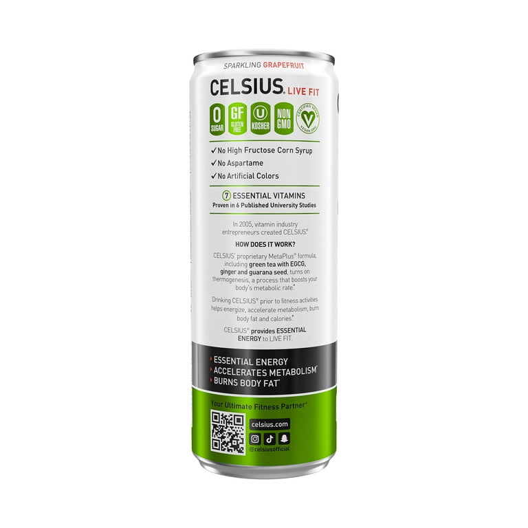 celsius semaglutide CELSIUS Sparkling Grapefruit Fitness Drink, 12oz Slim Can, 12 Pack, Stevia  Sweetened