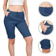 thumbnail image 2 of zbxnLI Womens Casual Capri Pants Stretch Waist Drawstring Knee Length Yoga Pants Summer Capris, 2 of 7