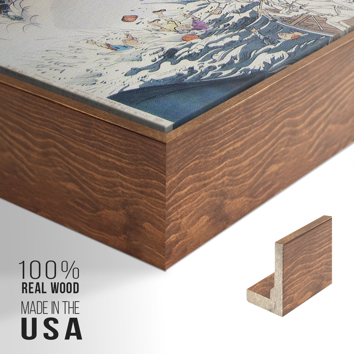 Vintage Landscape-XXXI By Wexford Home Framed in Walnut Wood Gallery Wrapped Canvas 25 in. x 37 in.