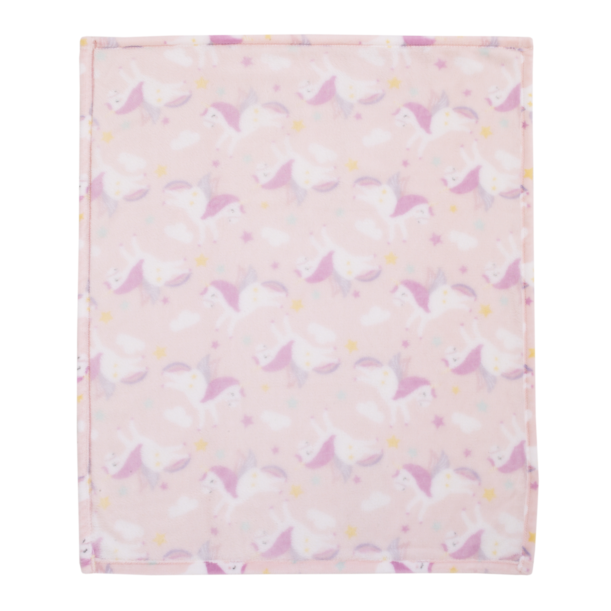 Parent's Choice Plush Baby Blanket, Pink Unicorn Print, 30x36 inches, Pink, White, Infant Girl - image 3 of 7
