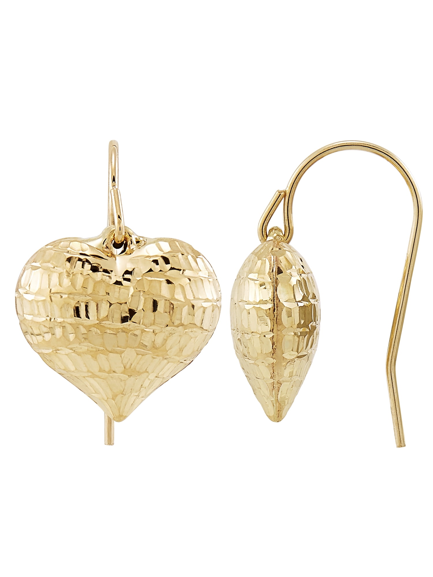 Brilliance Fine Jewelry 10K Yellow Gold Puffed Heart Dangle Earrings
