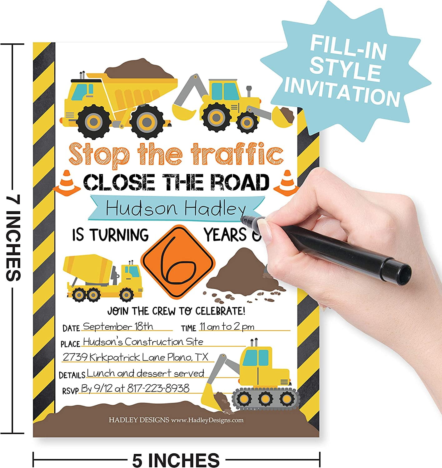 Snow Plow Construction Kids Party Invitation